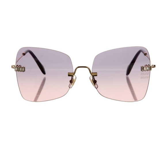 Miu Miu Gold Gradient Sunglasses with Pink Lenses - Picture 2 of 11